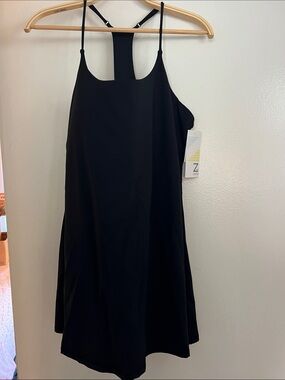 Zella Black Racerback Slip Dress with T-Back Detail